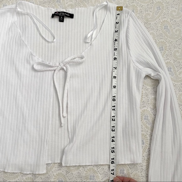 Mixed Threads (juniors) ribbed long sleeve cardi + cropped cami coord set, white - Picture 10 of 11